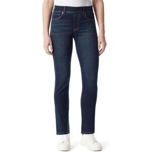 Women's High Rise Straight Leg Jeans Pull On Stretch Cotton Polyester